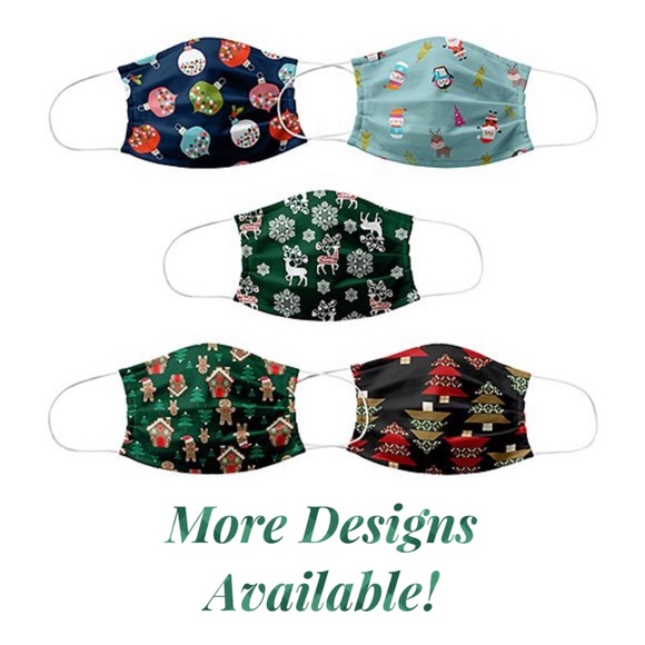 1 Black Red Multi Christmas Trees Face Mask NIP - Picture 2 of 2